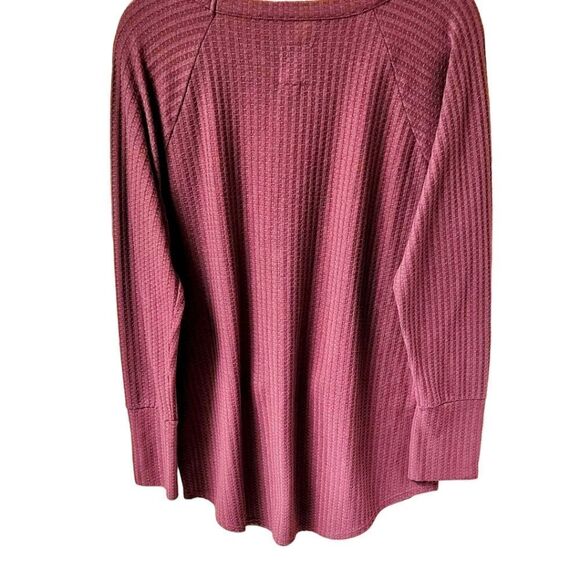 CHASER Classic Women's Plus Size LongSleeve Mauve Waffle Knit Top - Picture 9 of 10